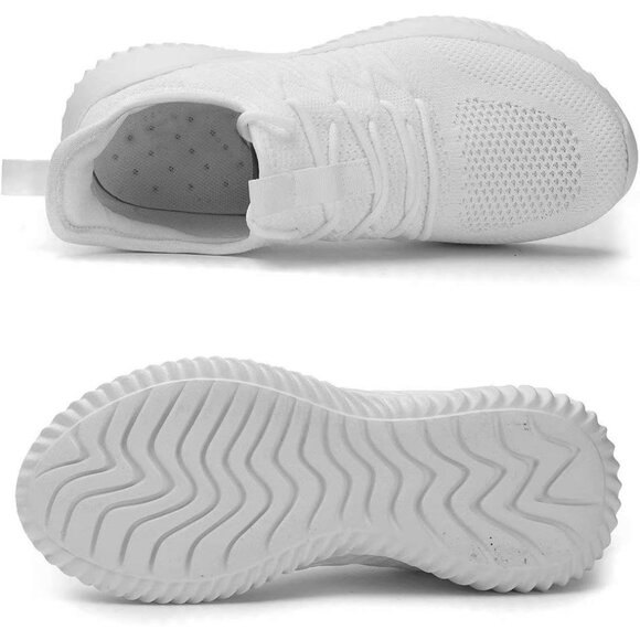 Women's Ladies Walking Running Slip On Lightweight Tennis Sneakers Shoes White - Picture 3 of 7